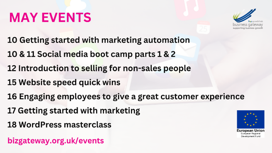 Events from the Business Gateway Growth Hub- May!